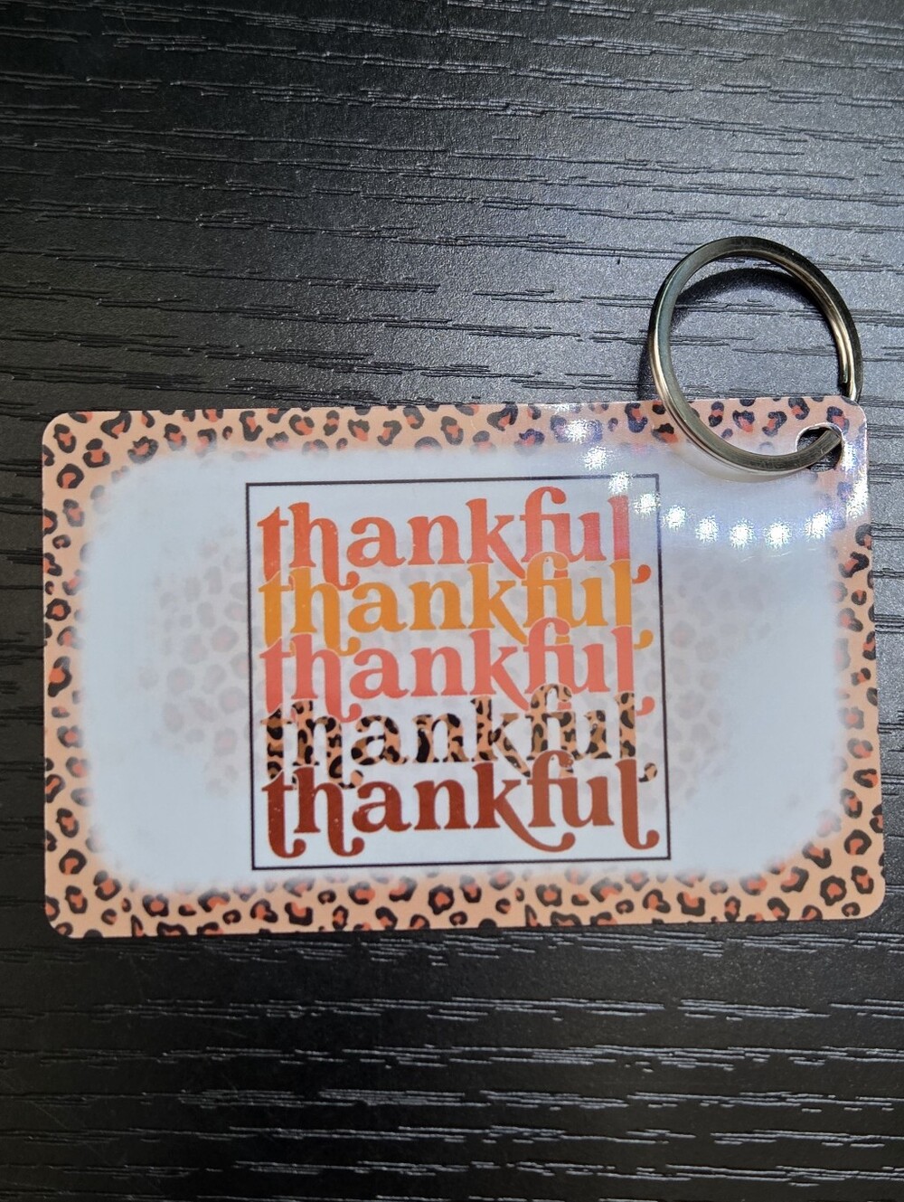 Thankful Leopard Print Keycard Keychain - Picture 2 of 4